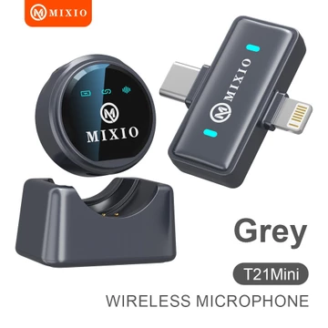 MIXIO T21 Magnetic Mic Wireless 2 In 1 Super Mini Clip On Microphone Mikrofon Lavalier HP Plug