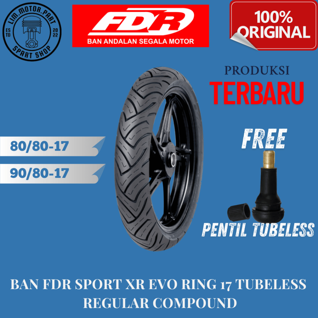 Jual COD | BAN FDR TUBELESS SPORT XR EVO TL / BAN MOTOR RING 17 [ 80/80 ...