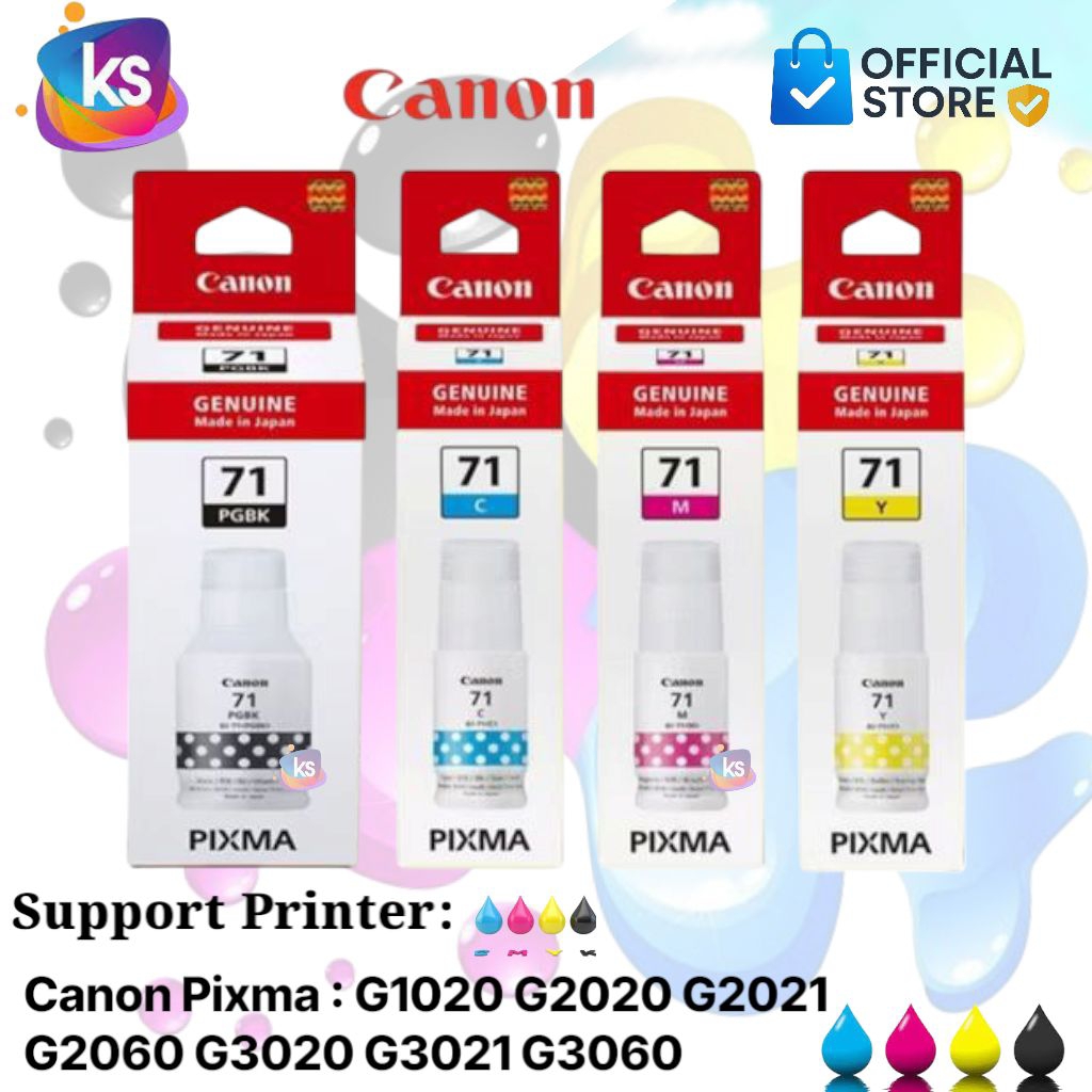 Jual 1 SET (4PCS) TINTA PRINTER CANON GI 71 BLACK DAN COLOR UNTUK ...