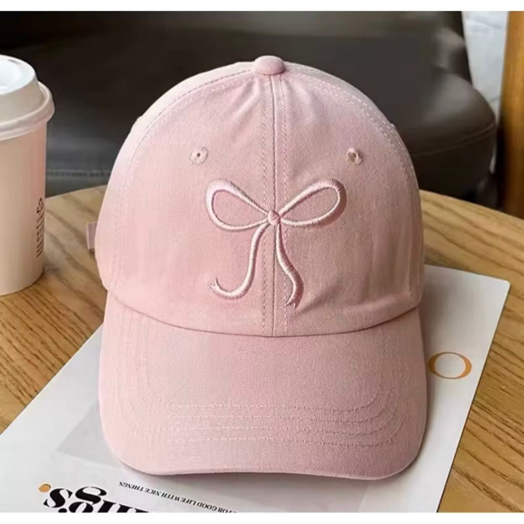 Jual Model Baru Topi Coquette / Topi Pita / Topi Pink Pita / Bow Cap / Topi Wanita | Shopee Indonesia