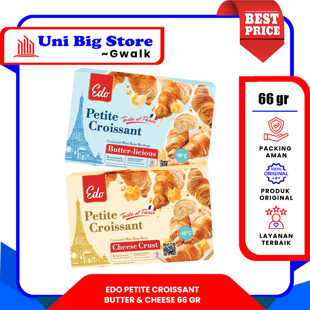 Jual EDO PETITE CROISSANTS CHEESE CRUST & BUTTER LICIOUS 66 gr | Shopee ...