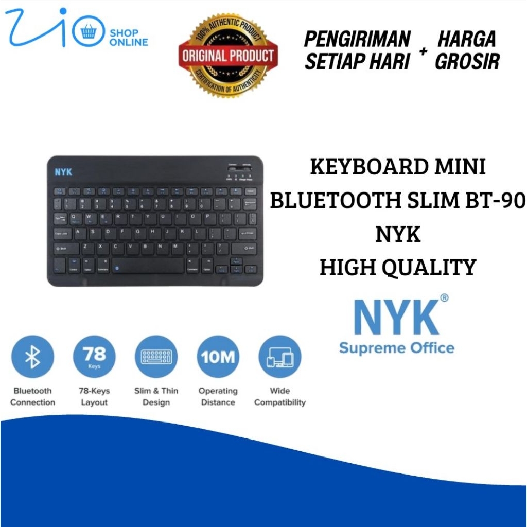 Jual NYK BT-90 Keyboard Mini Bluetooth Slim Rechargeable Battery ...