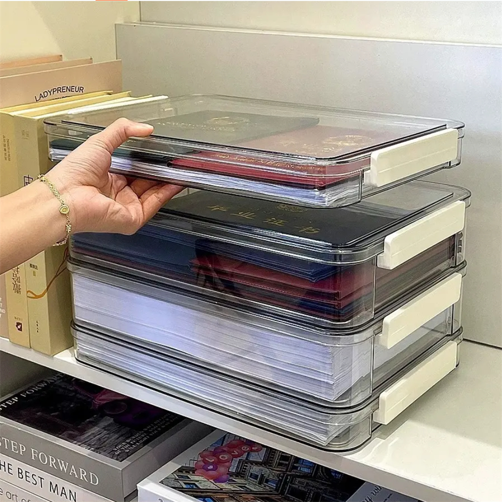 Jual MYHOME A4 paper file storage box exclusive organizer transparent ...