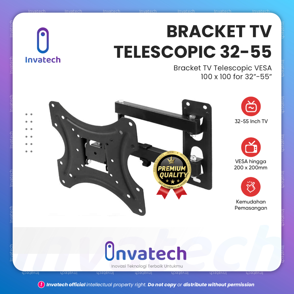 Jual Bracket TV Telescopic X-400 – VESA 200x200 untuk TV 32–55 Inch ...