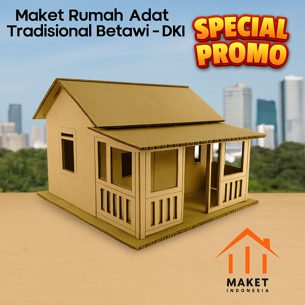 Khusus Gojek/Grab/Shopee - MAKET MINIATUR RUMAH ADAT - KEBAYA BETAWI DKI JAKARTA