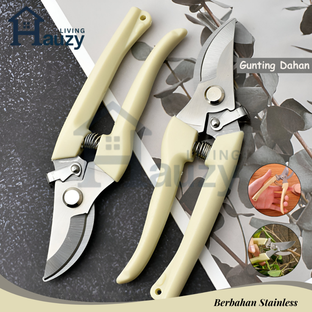 Hauzy - Gunting Tanaman / Gunting Pangkas Tajam & Anti Karat, Cocok untuk Berkebun/Gunting Potong Ranting & Daun Alat Perkebunan Praktis & Ergonomis