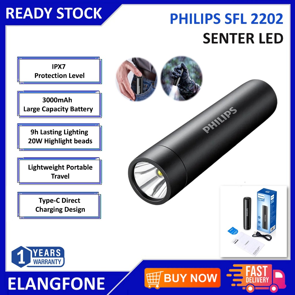 Jual PHILIPS SFL 2202 Senter LED Long Range Mini Flashlight ...