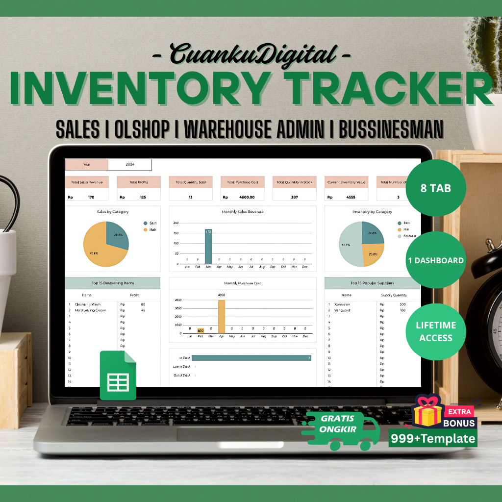Jual Inventory Tracker Spreadsheet | Template Inventaris Usaha Kecil ...