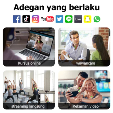 Wireless Microphone Noise Cancelling 2 Mic Clip On Plug Play Untuk Video Record Live Stream