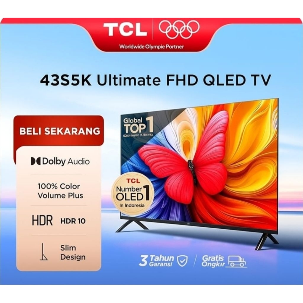 Jual TCL 43S5K LED TV 43 inch QLED Smart Google Full HD FHD TV | Shopee ...