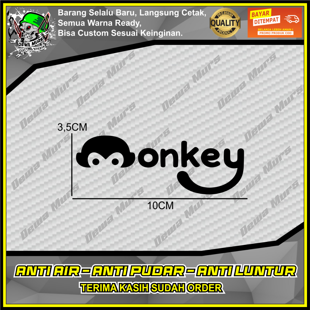 Jual Cutting Sticker MONKEY Sticker Cocok Buat Motor Dan Mobil | Shopee ...