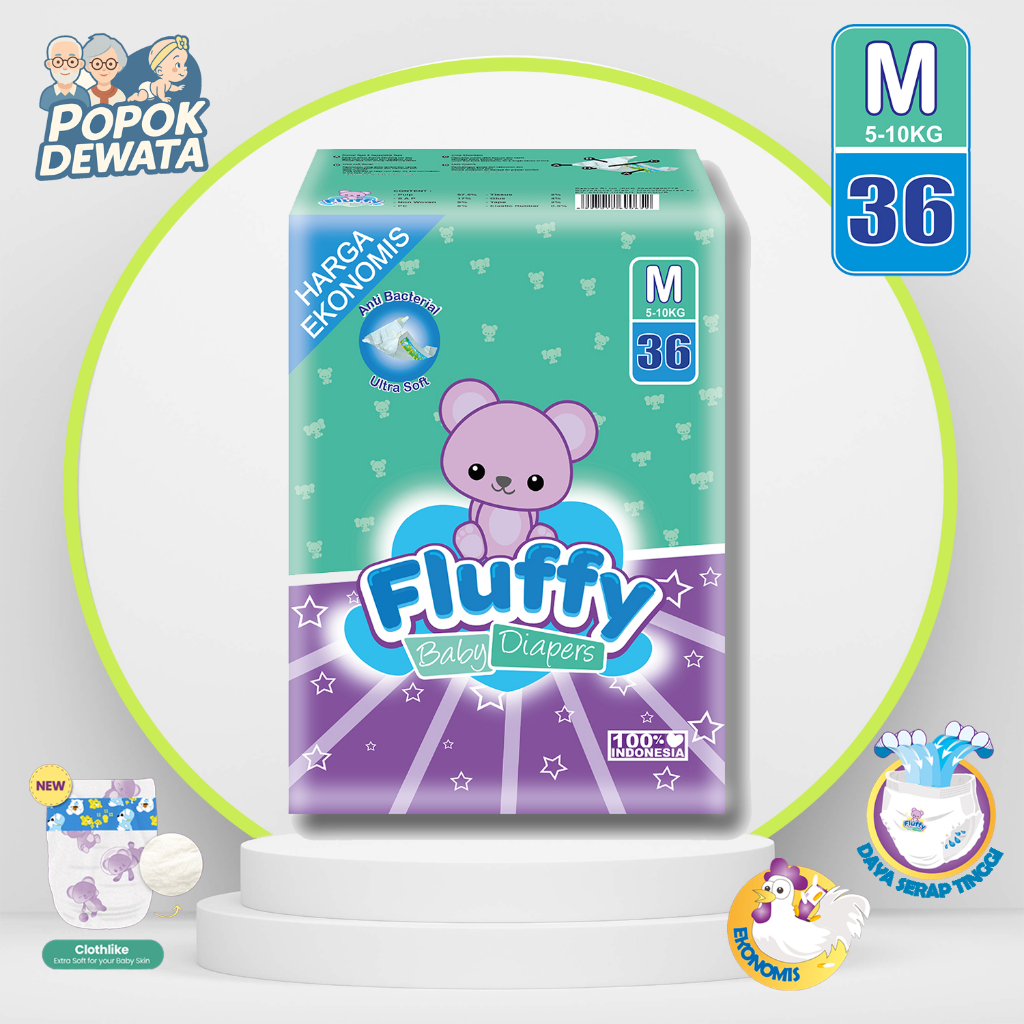Jual FLUFFY Popok Bayi Tipe Perekat Size M 36 Pcs,5-10Kg | Shopee Indonesia