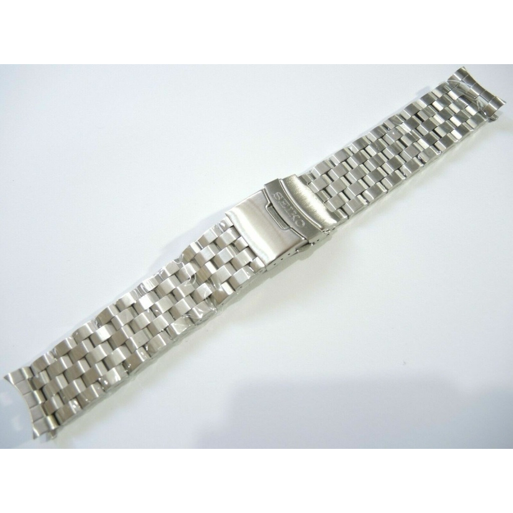 Cinturino Orologio 22 Mm Argento Massiccio Estremit&agrave; Curva Per Seiko SKX007 SKX009