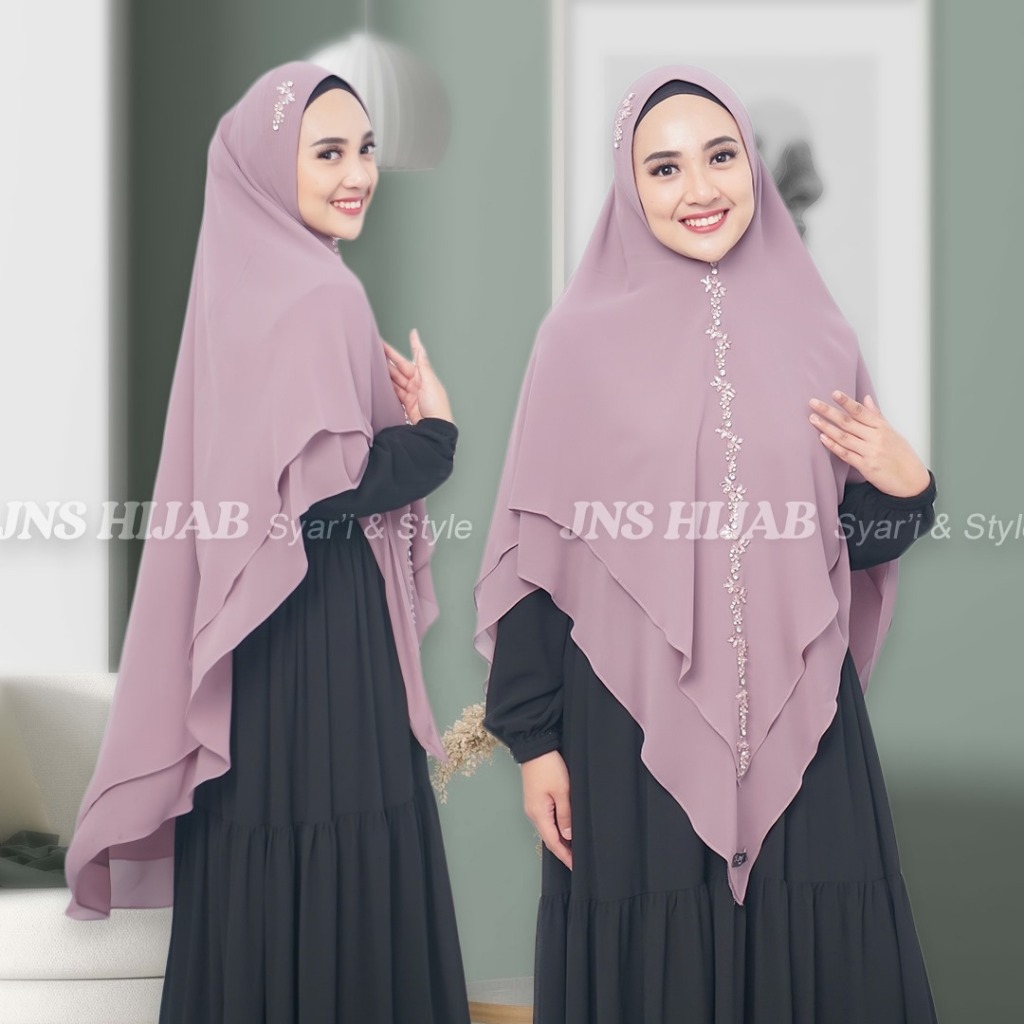 Khimar Namira Payet Lurus Hijab Ceruty Babydoll Jumbo Payet Premium Kerudung Syari 2 Layer By Jns