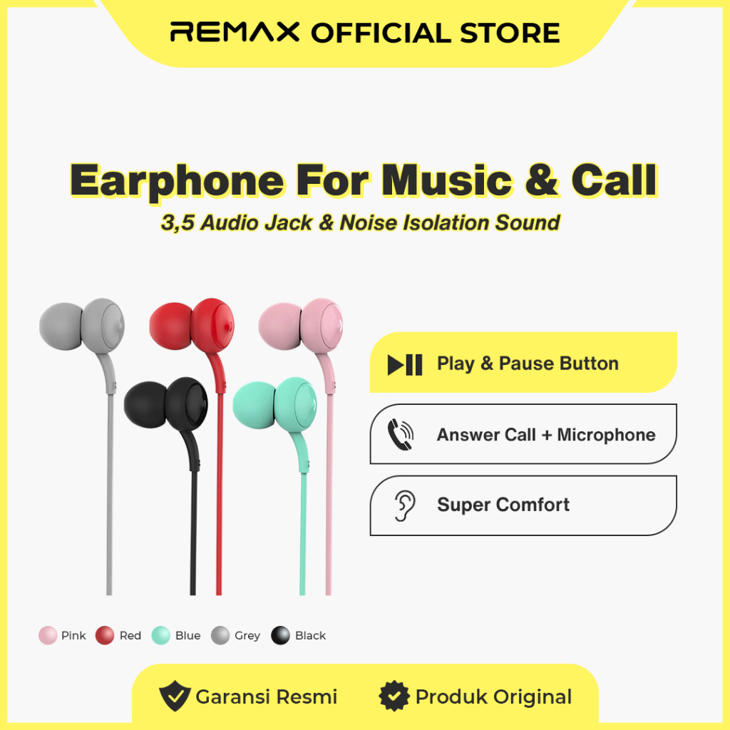 Jual Remax Wired Earphone Jack 3,5mm For Music & Call RM-510 | Shopee ...