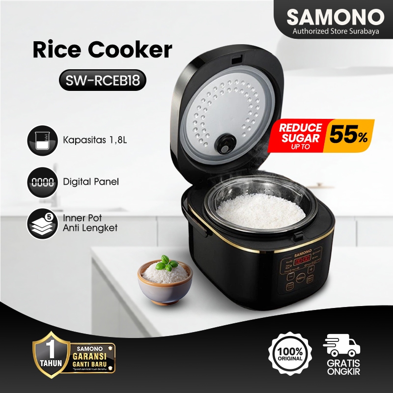 Jual SAMONO Rice Cooker Magic Coom Digital SW-RCEB18 Penanak Nasi Low ...