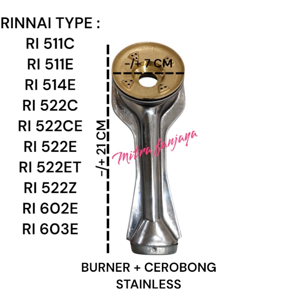 Jual BURNER KOMPOR GAS RINNAI / CEROBONG 1SEAT BURNER RINNAI KECIL 522c ...