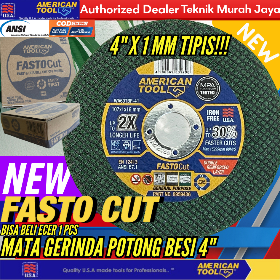 Jual AMERICAN TOOL FASTO CUT Batu Gerinda Potong Cutting Besi Stainless ...