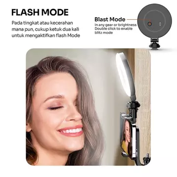 ROBOT RFL02 Lampu Selfie Ringlight Beauty Portable Fill In Light RGB With Gimbal Rotasi 360°