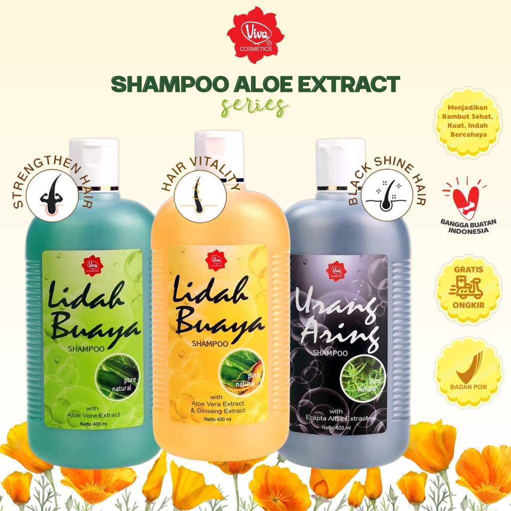 VIVA Shampoo 400ml - Lidah Buaya | Urang Aring | Extract Ginseng