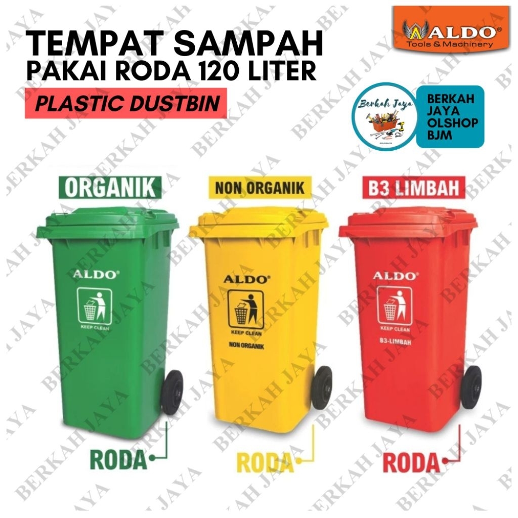 Jual TEMPAT SAMPAH PAKAI RODA ALDO 120 LITER Varian Warna / PLASTIC ...