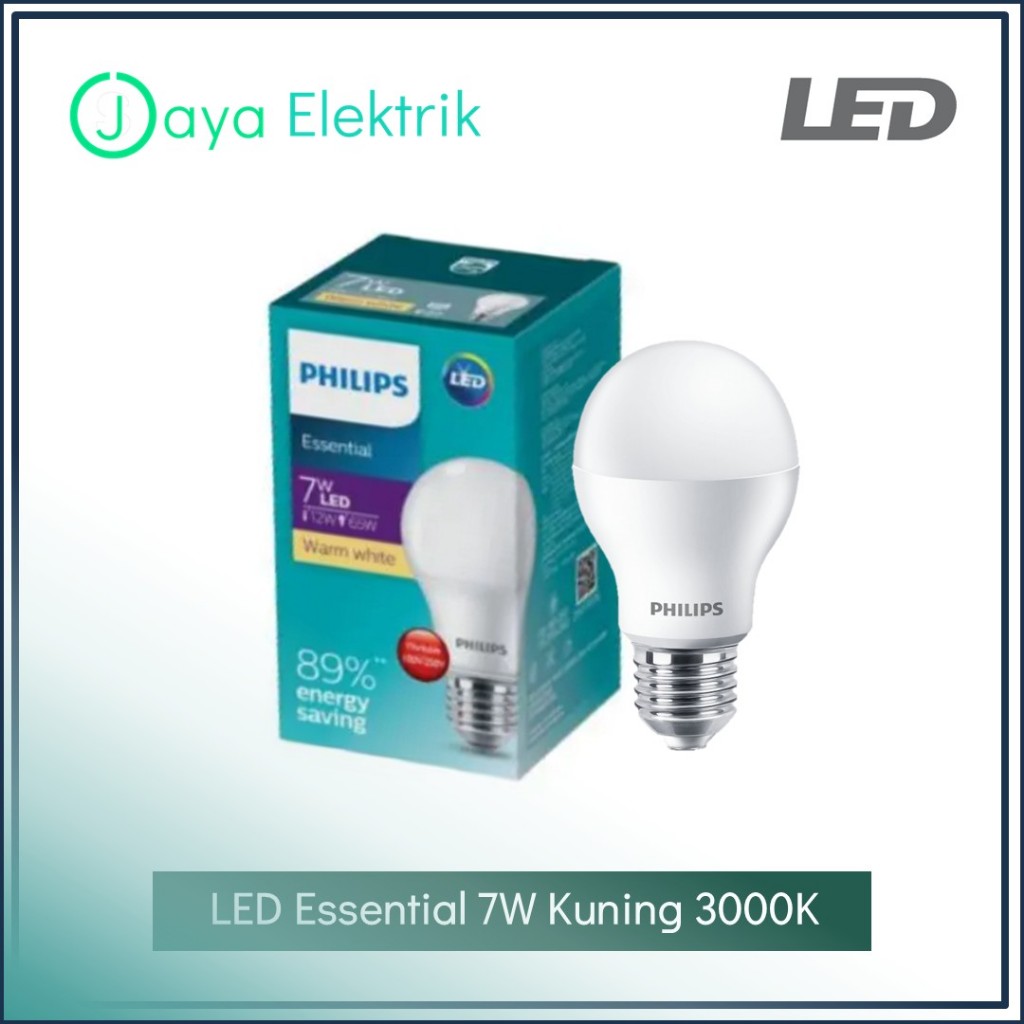 Jual [ECER] Lampu Philips LED Essential 7W Kuning Warm White 3000K (7 ...