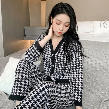 Cessy Piyama Wanita Import Bahan Satin Premium Lengan Celana Panjang Full Kancing Pearl 005