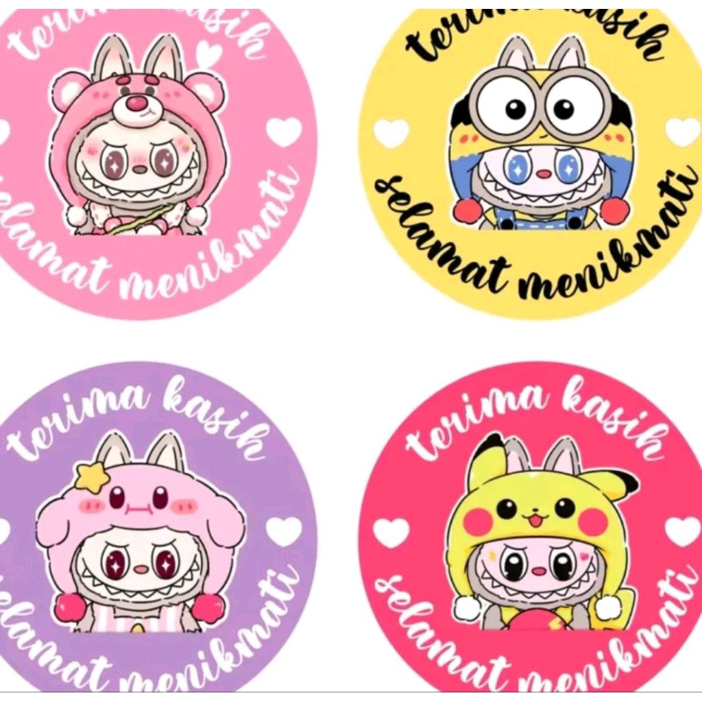 Jual Sticker Thank You series 100 pcs/stiker labubu,sanrio, Doraemon ...