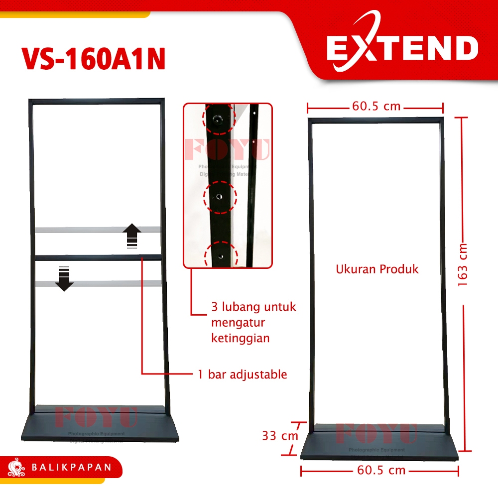 Jual Extend VS-160A1N Stand Display Banner Poster Menu Promosi 60x160cm ...