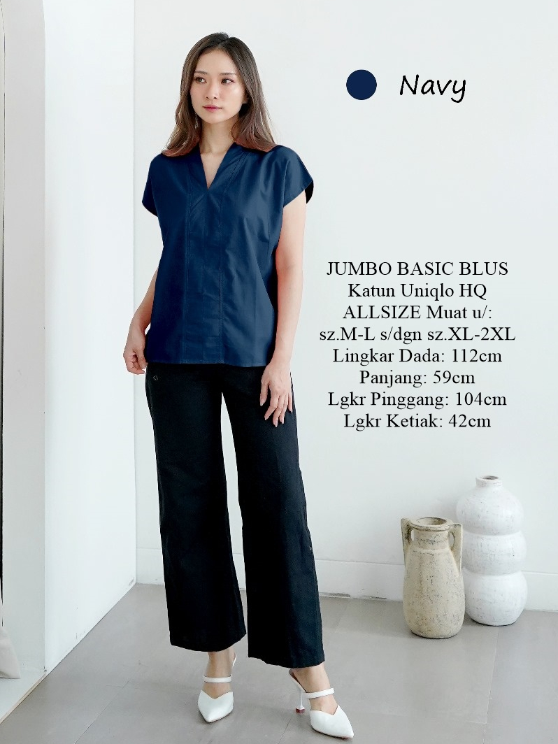Jual Blus basic polos jumbo blouse casual big size bahan katun BA92F ...