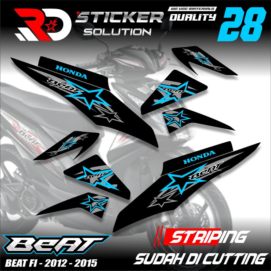 Jual ( RD STICKER ) STRIPING HONDA BEAT FI 2012 - 2015 CODE 28 MOTIF ...