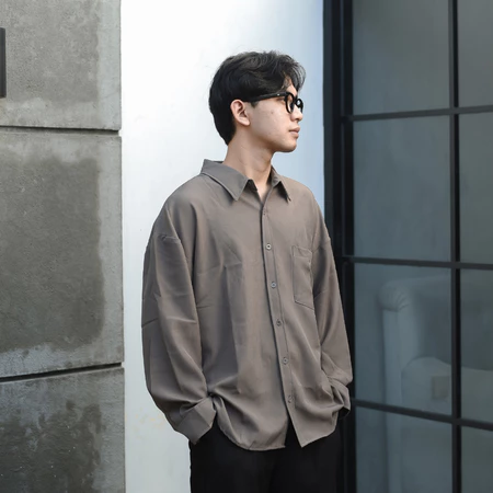 RK009 RoomFazza Kemeja Lengan Panjang Oversized Pria Kemeja Kasual Kemeja Polos Kemeja Pria Kemeja Oversize