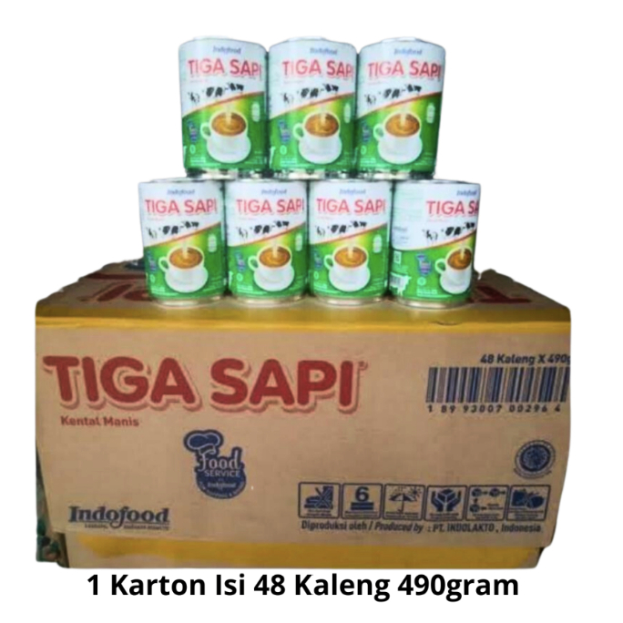 Jual Tiga Sapi 3 Sapi SKM Kental Manis 1 Karton / 1 Dus 48pcs x 490gr ...