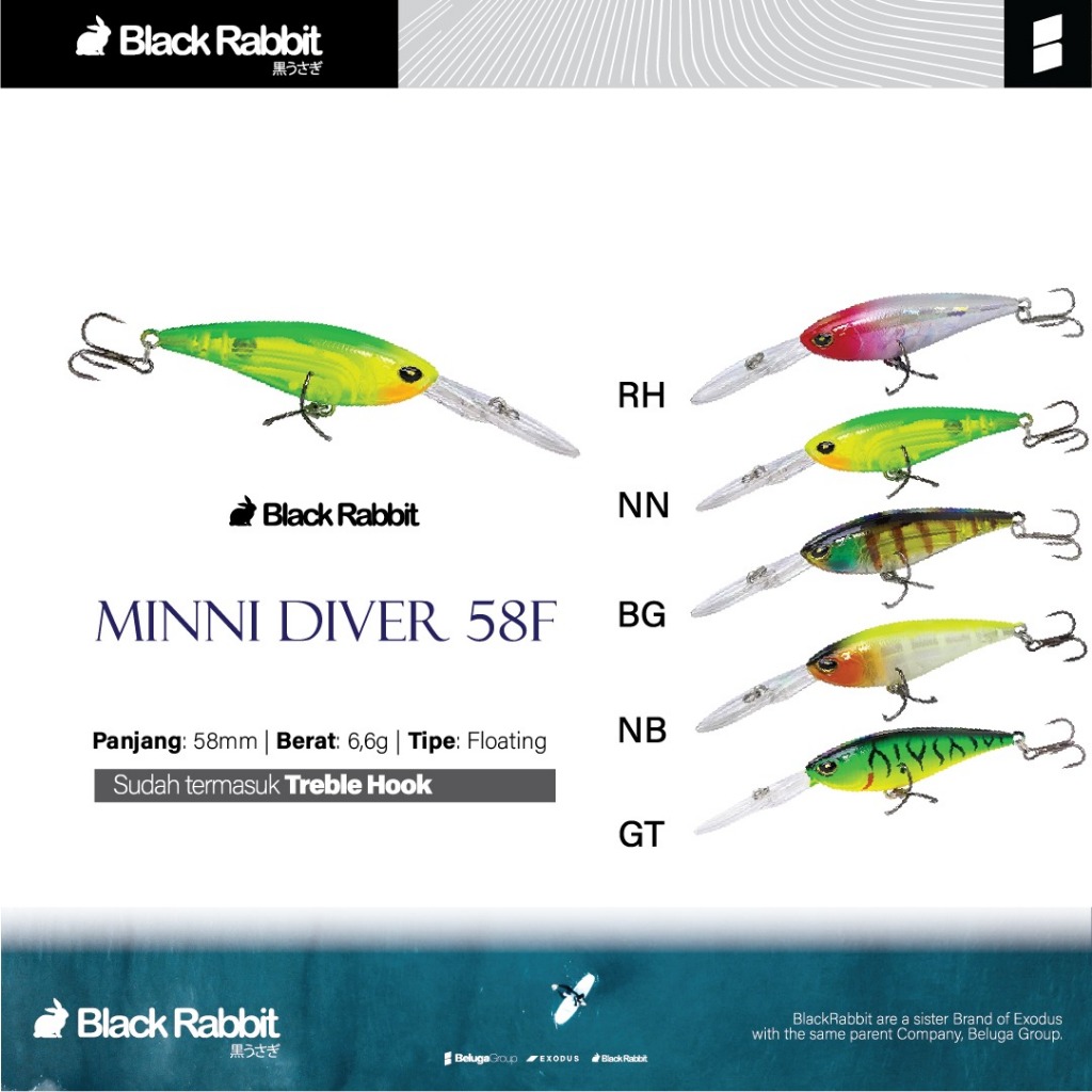 Jual Lure Black Rabbit Mini diver 58F - Long Lip Minnow | Shopee Indonesia