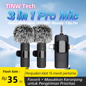 TINW 3 In1 3.5mm Mikrofon Nirkabel Lavalier Mic Portabel Audio Video Pembuatan Rekaman Wireless