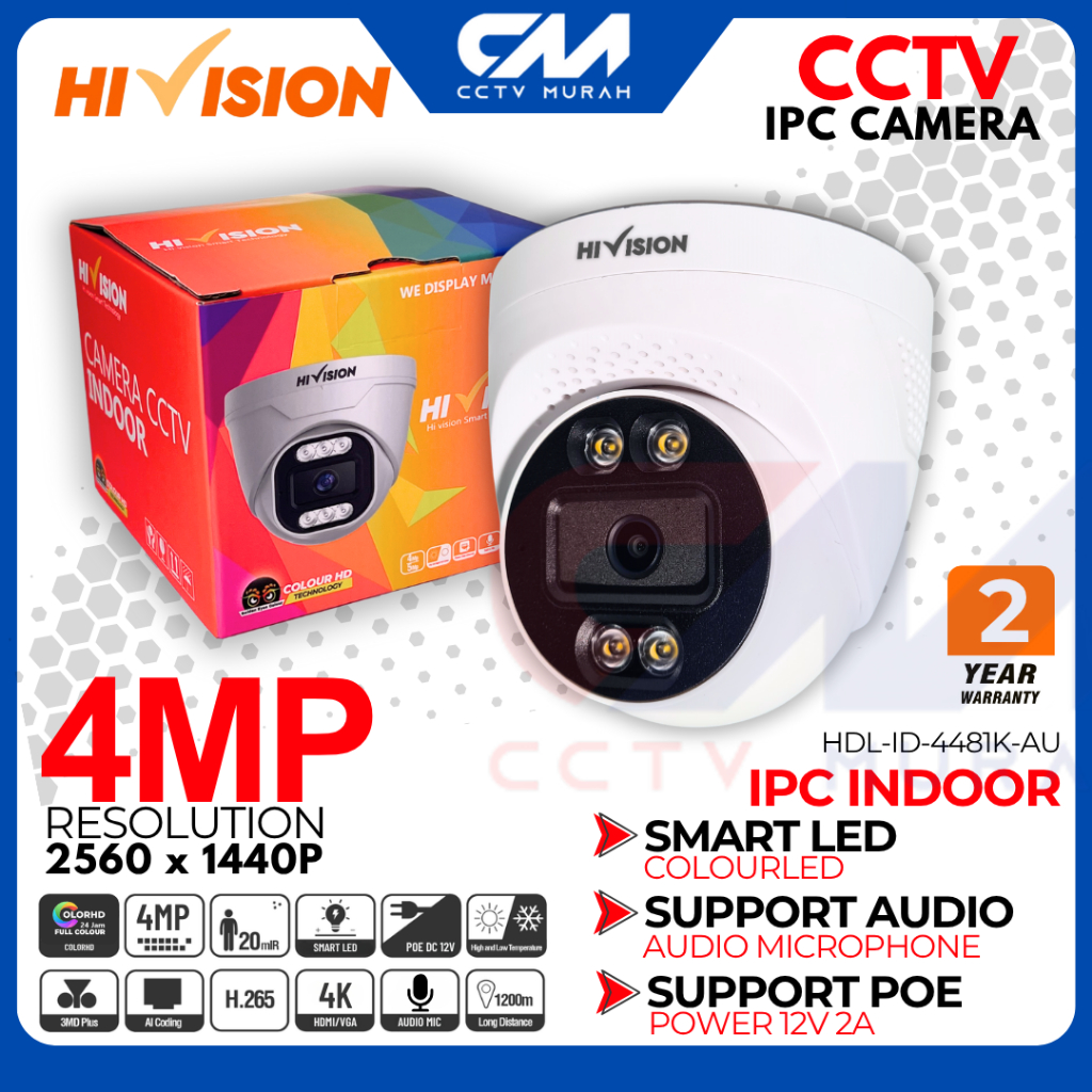 Jual Camera CCTV IP HI VISION 4MP COLORHD Support ONVIF - Audio Mic ...