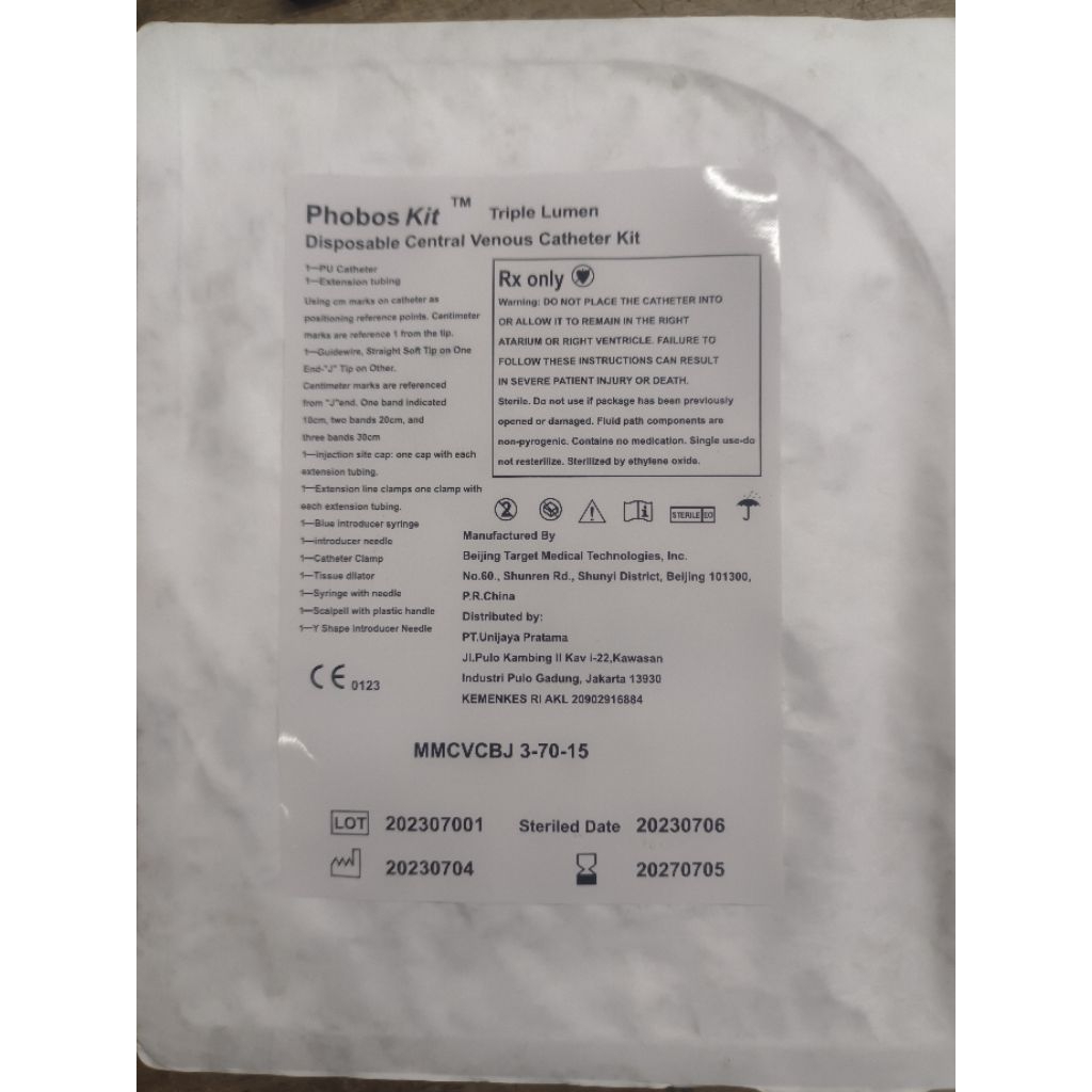 Jual PHOBOS KIT triple lumen disposable central venous catheter kit ...