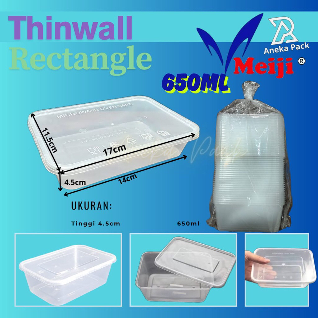 Jual thinwall rectangle 650ml merek meiji | Shopee Indonesia