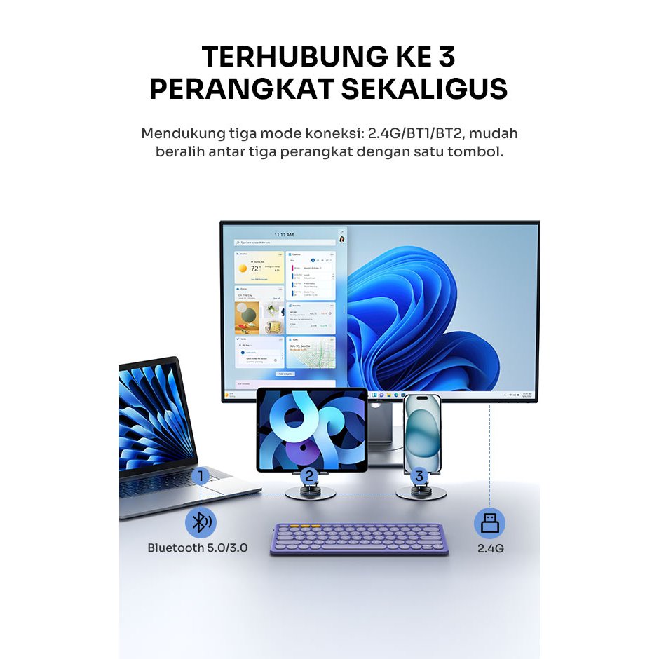 Jual ROBOT KB40 Keyboard Wireless Bluetooth Silent Keys Multi-Device ...