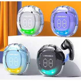 TWS Bluetooth Earphone AIR40 LED Display Case Transparan Headset Wireless Touch Control Gaming