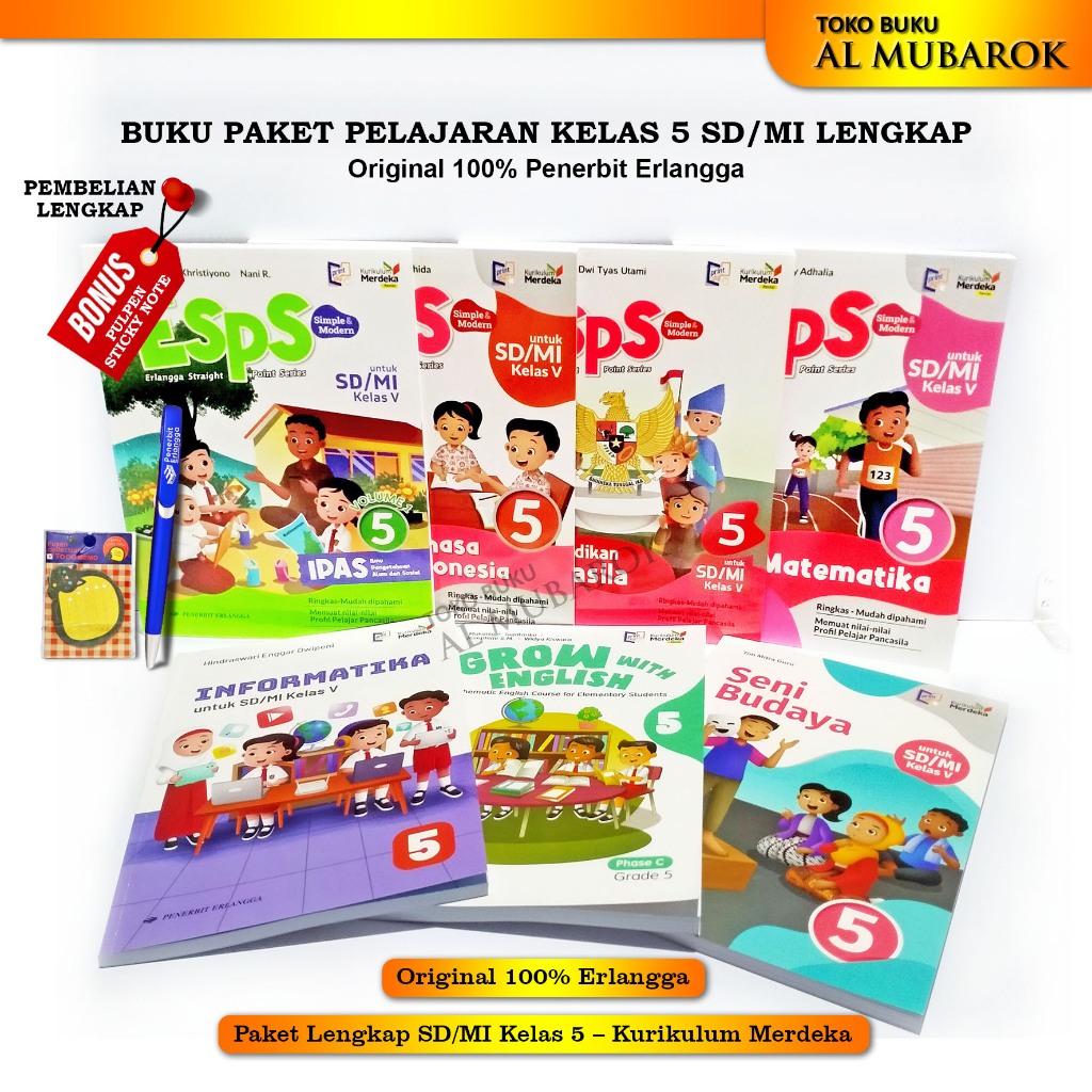 Jual Buku Paket ESPS Erlangga Kelas 5 SD MI Kurikulum Merdeka - Semua ...