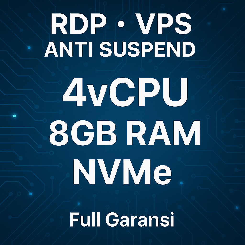 Jual RDP - VPS 4vCPU 8GB RAM / Harian/ Mingguan / Bulanan - Anti Delay ...