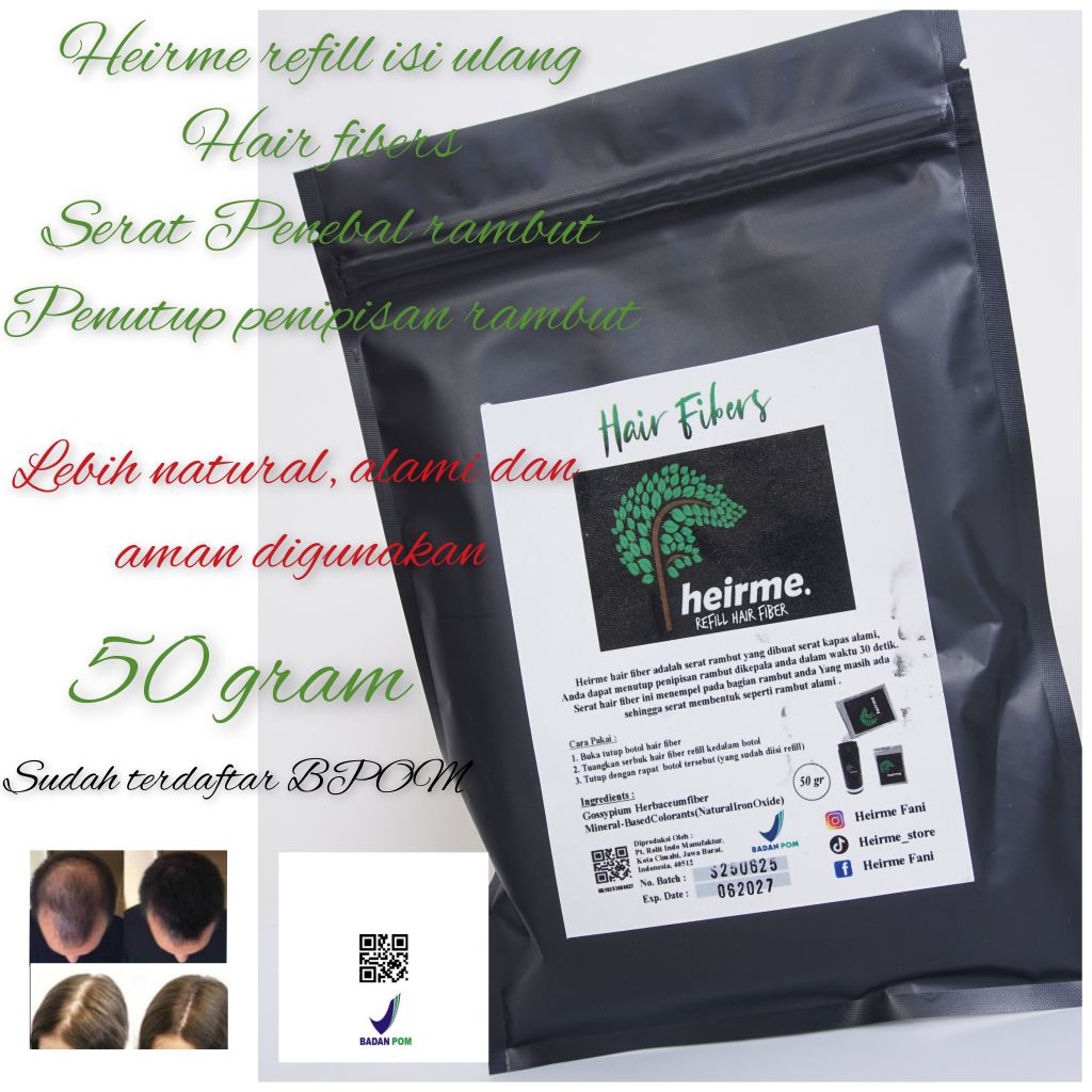 Jual heirme hair fibers refill isi ulang serat penebal rambut dan ...