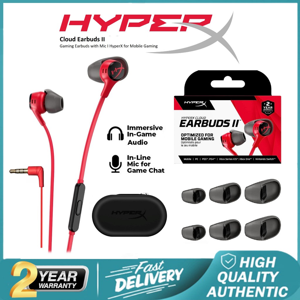 Jual HyperX Earbuds Gaming Cloud Earbuds II With Mic Earbuds Handsfree ...