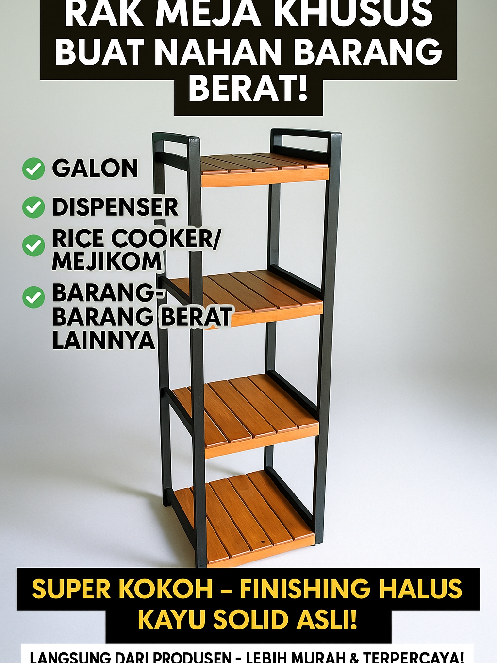 Jual ASLI Rak Galon & Mejikom Serbaguna – Rak Meja Kayu Minimalis Full ...
