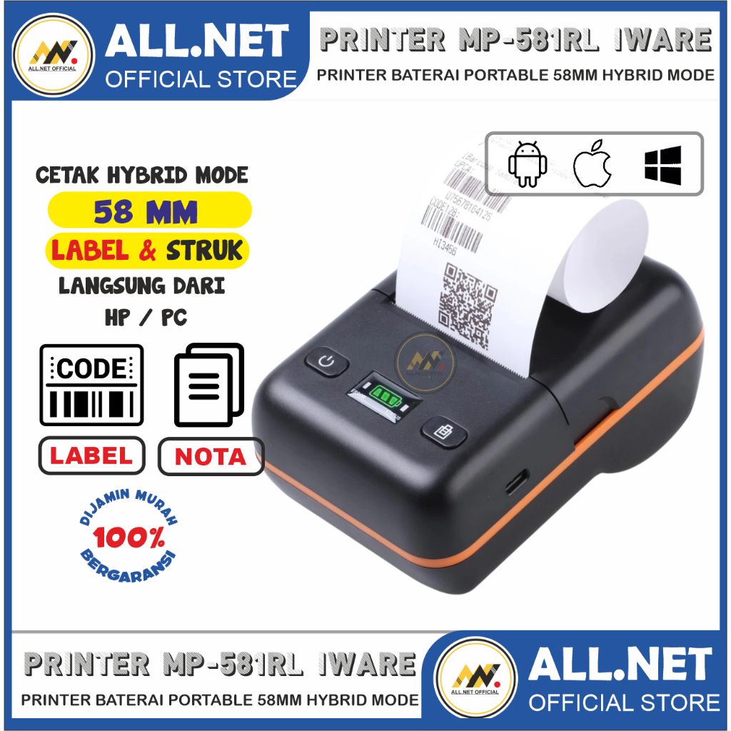 Jual Printer Iware MP-581RL Mini Printer Bluetooth 58mm Portable RPP02N ...