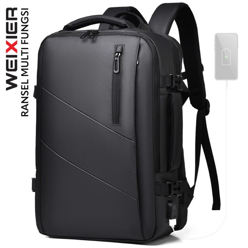 WEIXIER B683 Tas Punggung Pria Ransel Laptop Expandable USB Port Multi Fungsi WX