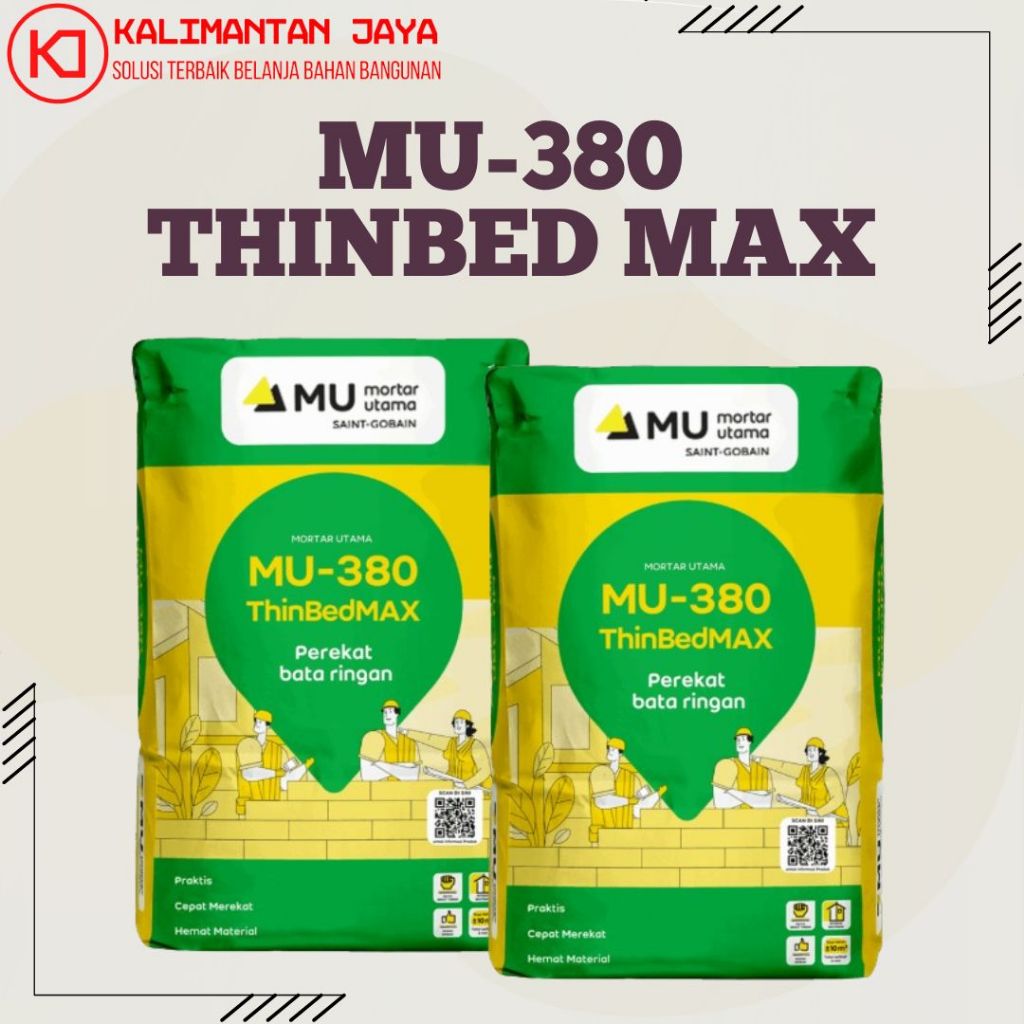 Jual Semen Mortar Utama Perekat Bata RIngan MU-380 Thinbed Max 40kg ...