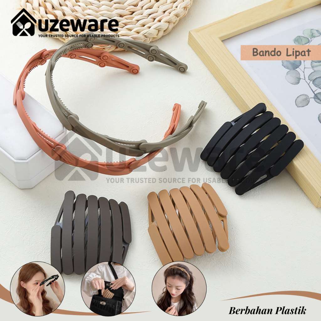 Jual Uzeware Bando Lipat Rambut Korean/Bando Lipat Motif Polos Cantik ...