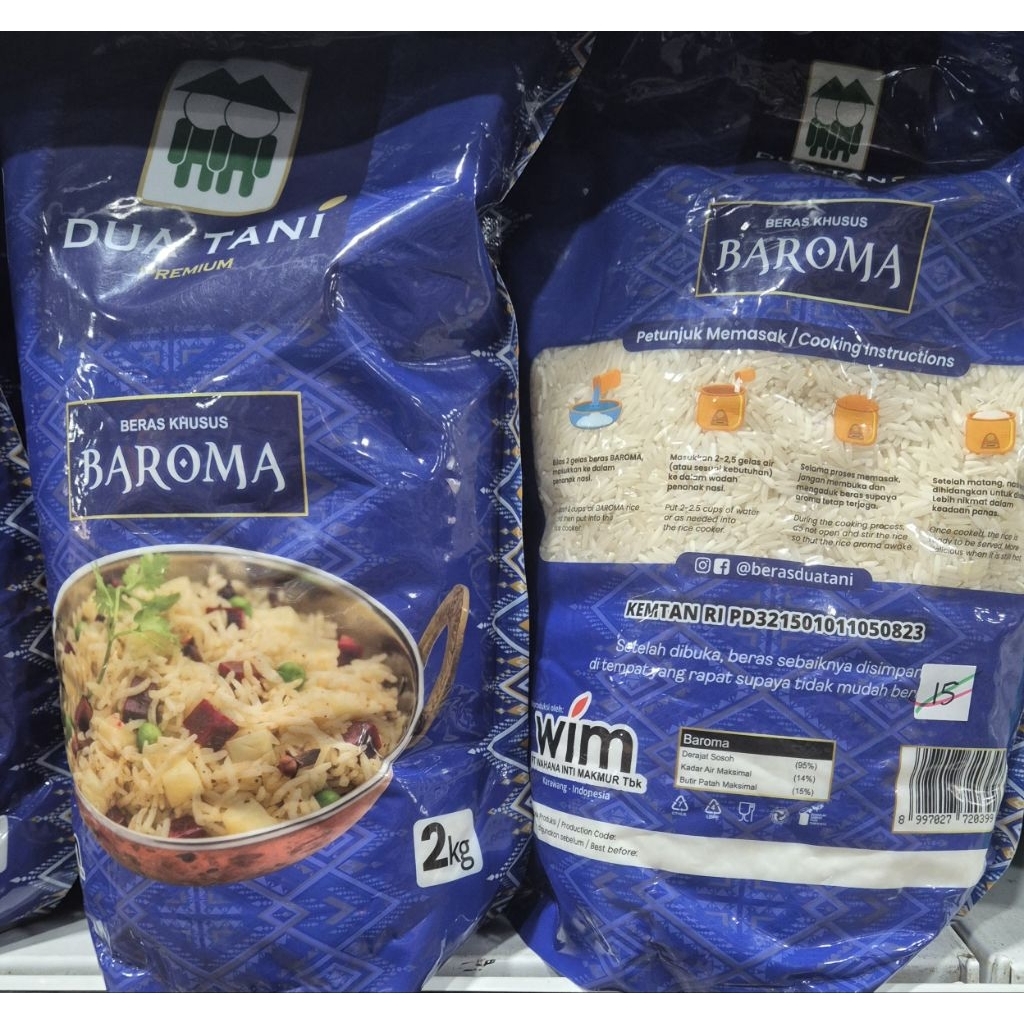 Jual Beras Premium Basmati DUA TANI BAROMA Premium Basmati Rice 2 Kg ...